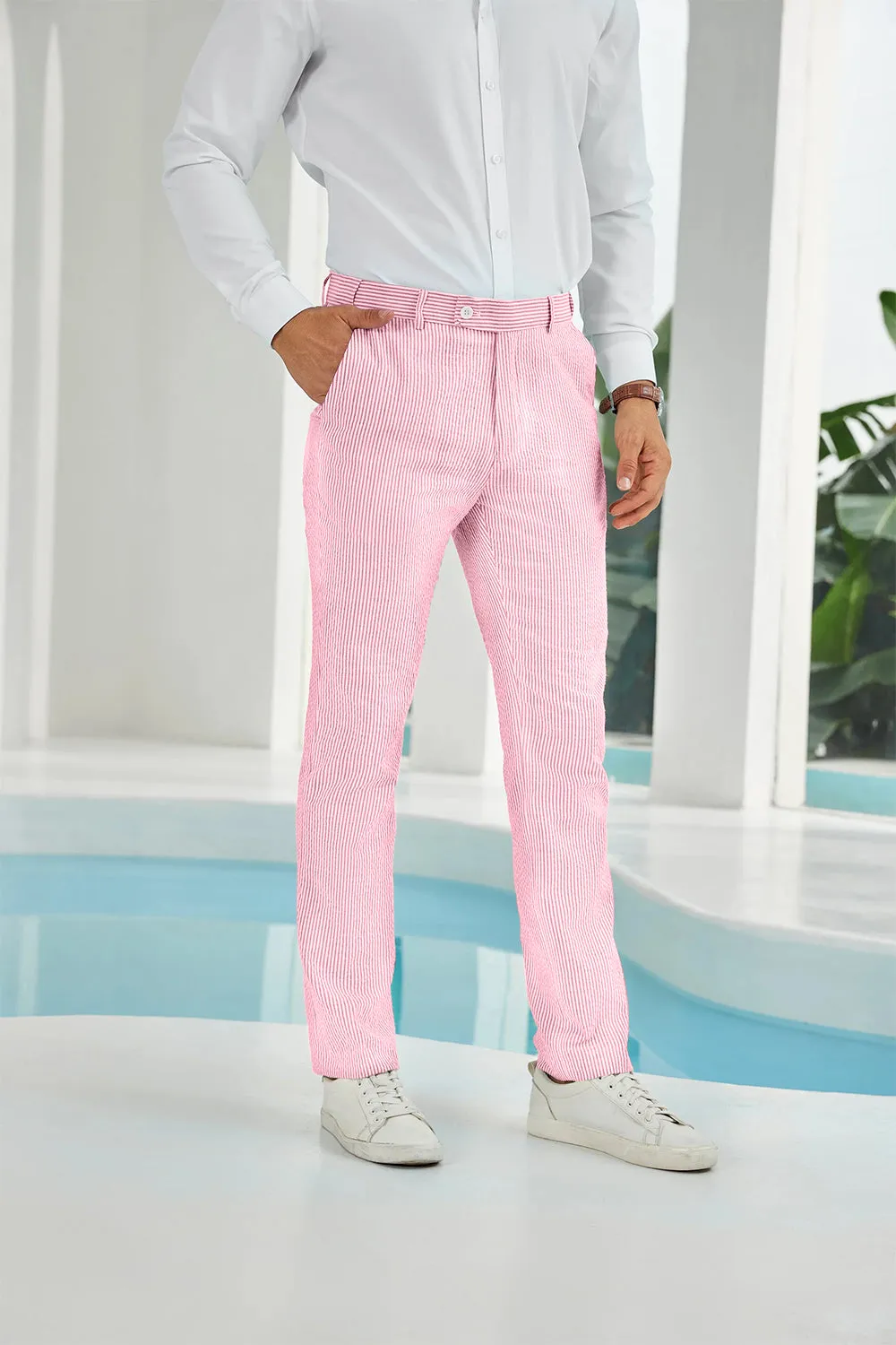 Seersucker Striped Men's Summer Pants