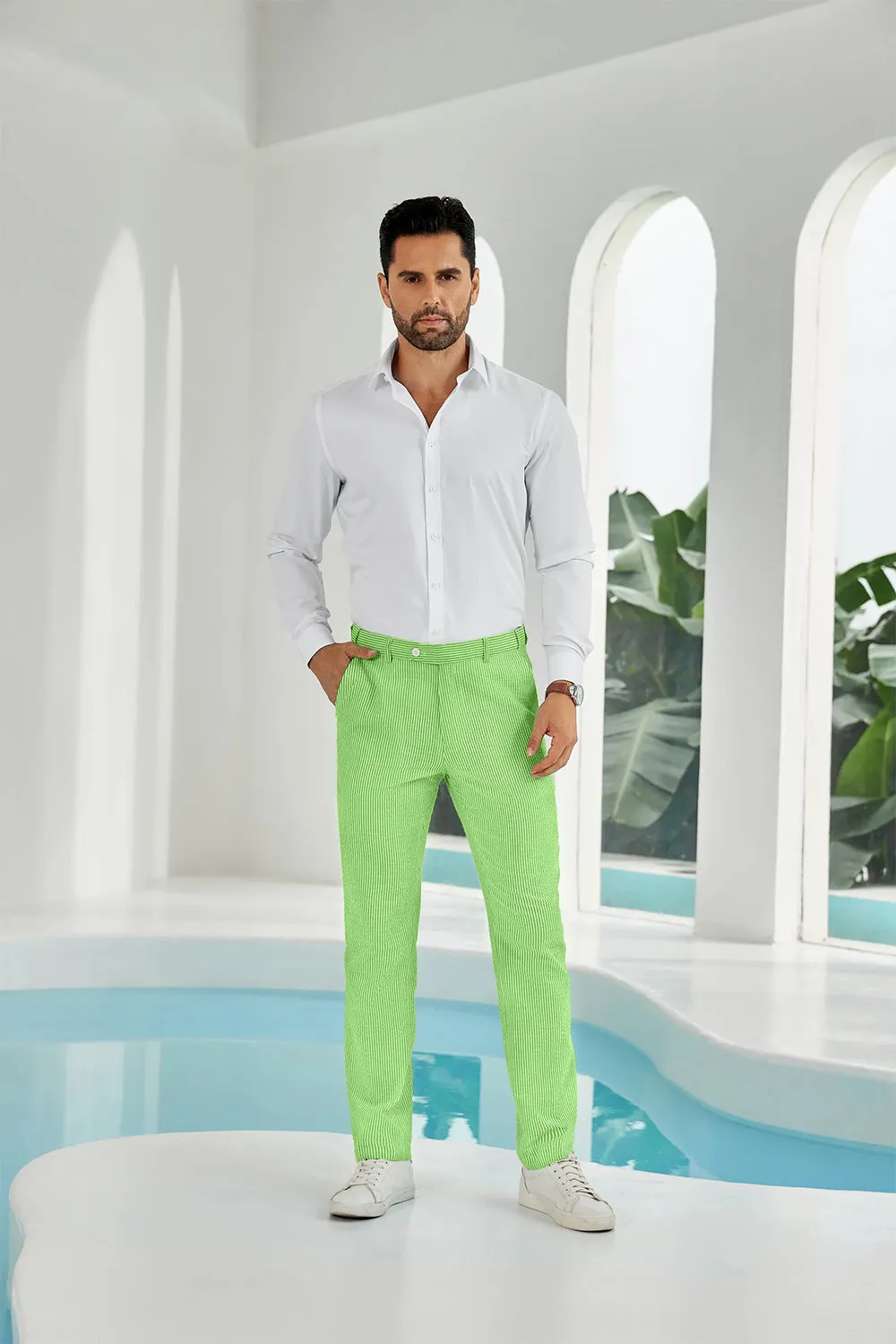 Seersucker Striped Men's Summer Pants