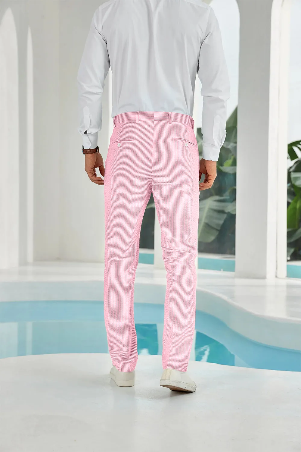 Seersucker Striped Men's Summer Pants