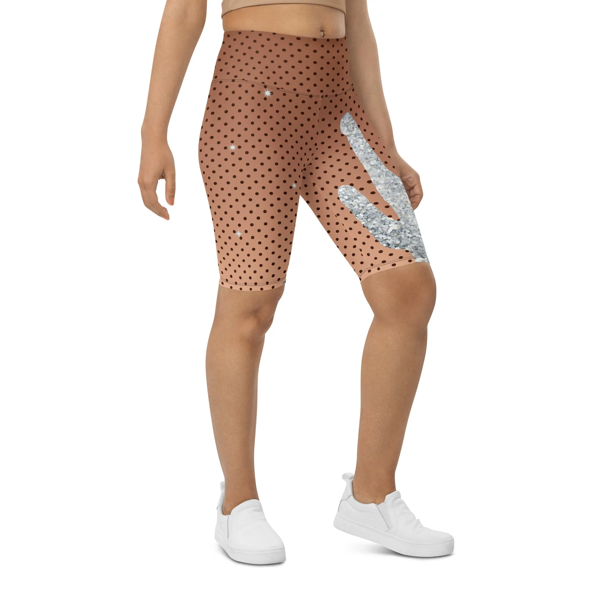Sequin Print Mesh Biker Shorts