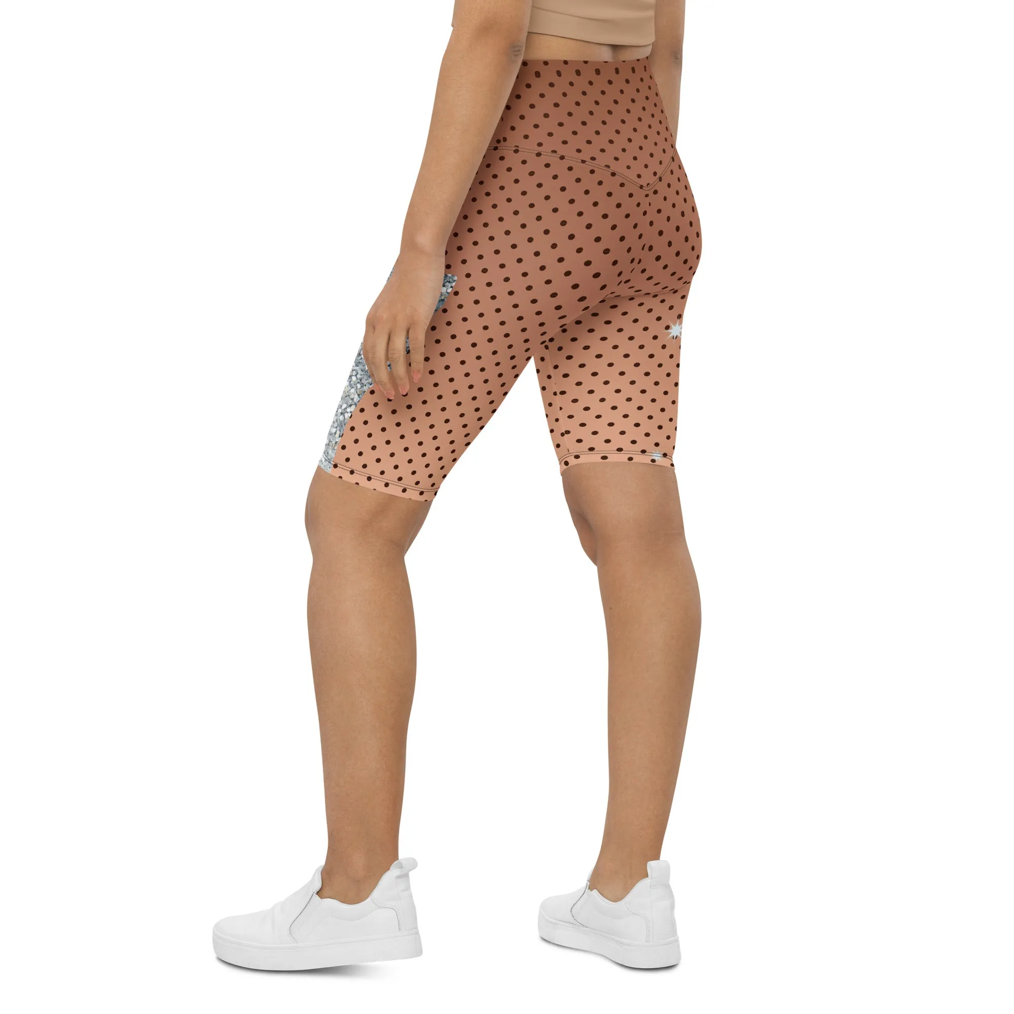 Sequin Print Mesh Biker Shorts