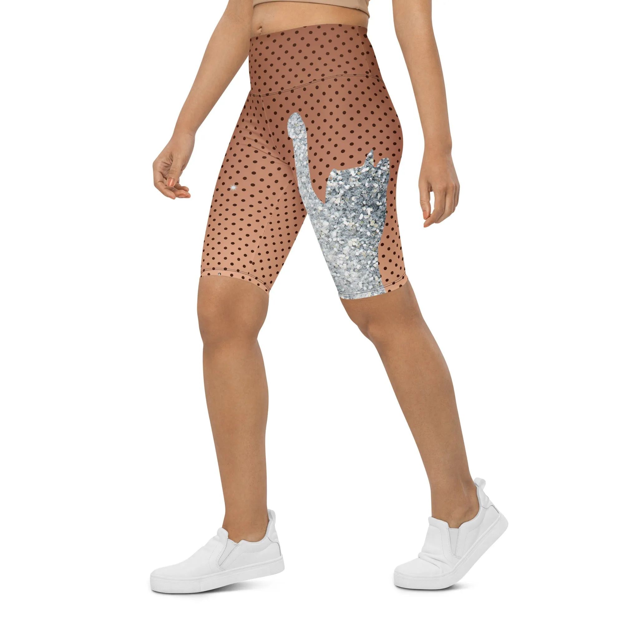 Sequin Print Mesh Biker Shorts