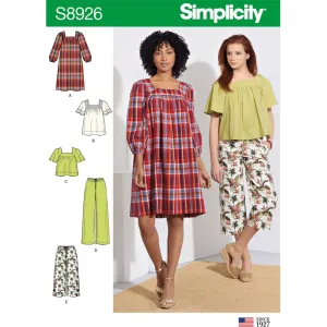 Simplicity Sewing Pattern S8926 Misses' Dress, Tops, and Pants