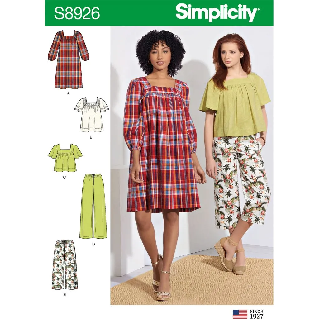 Simplicity Sewing Pattern S8926 Misses' Dress, Tops, and Pants