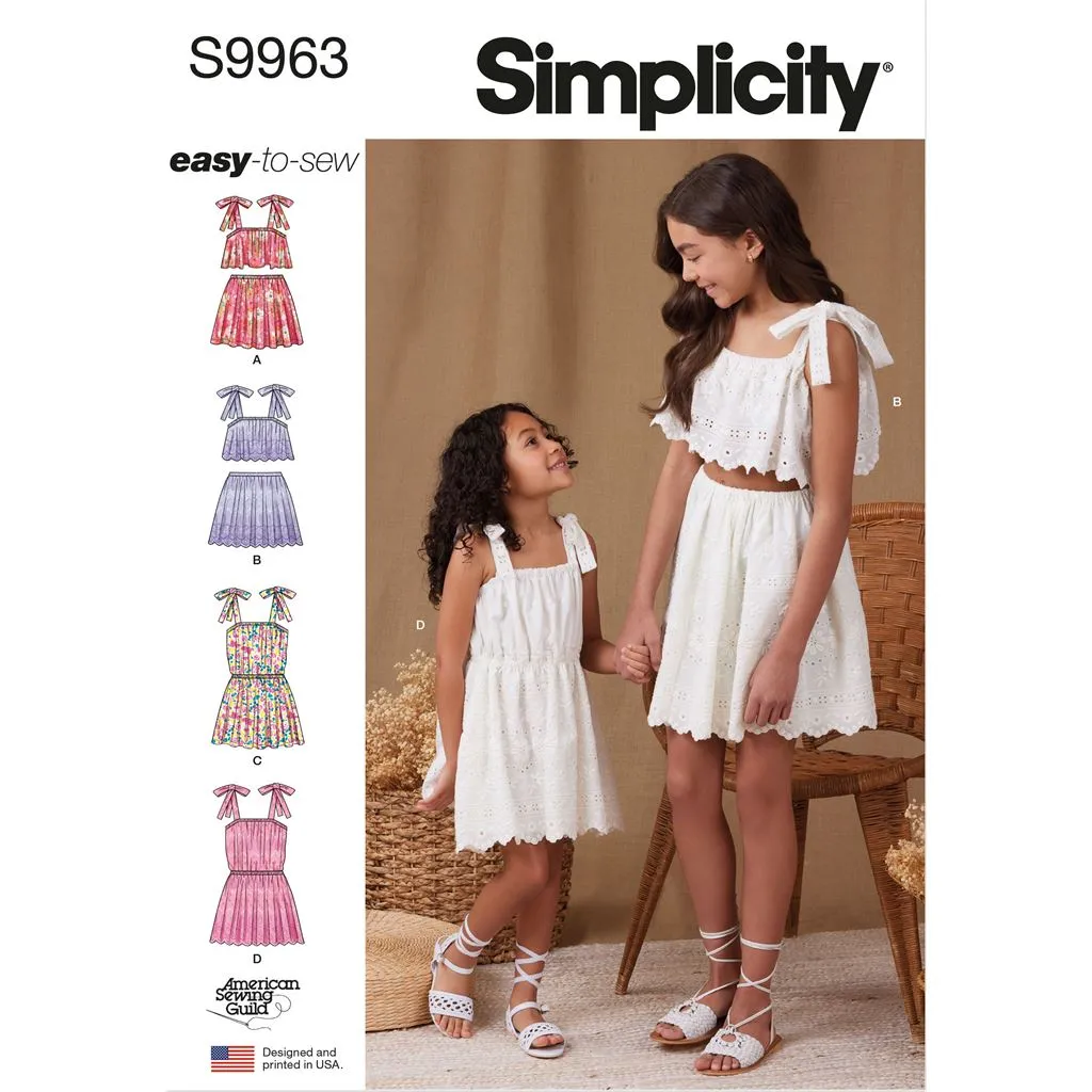Simplicity Sewing Pattern S9963 Children's and Girls Tops, Skirts, and Dresses