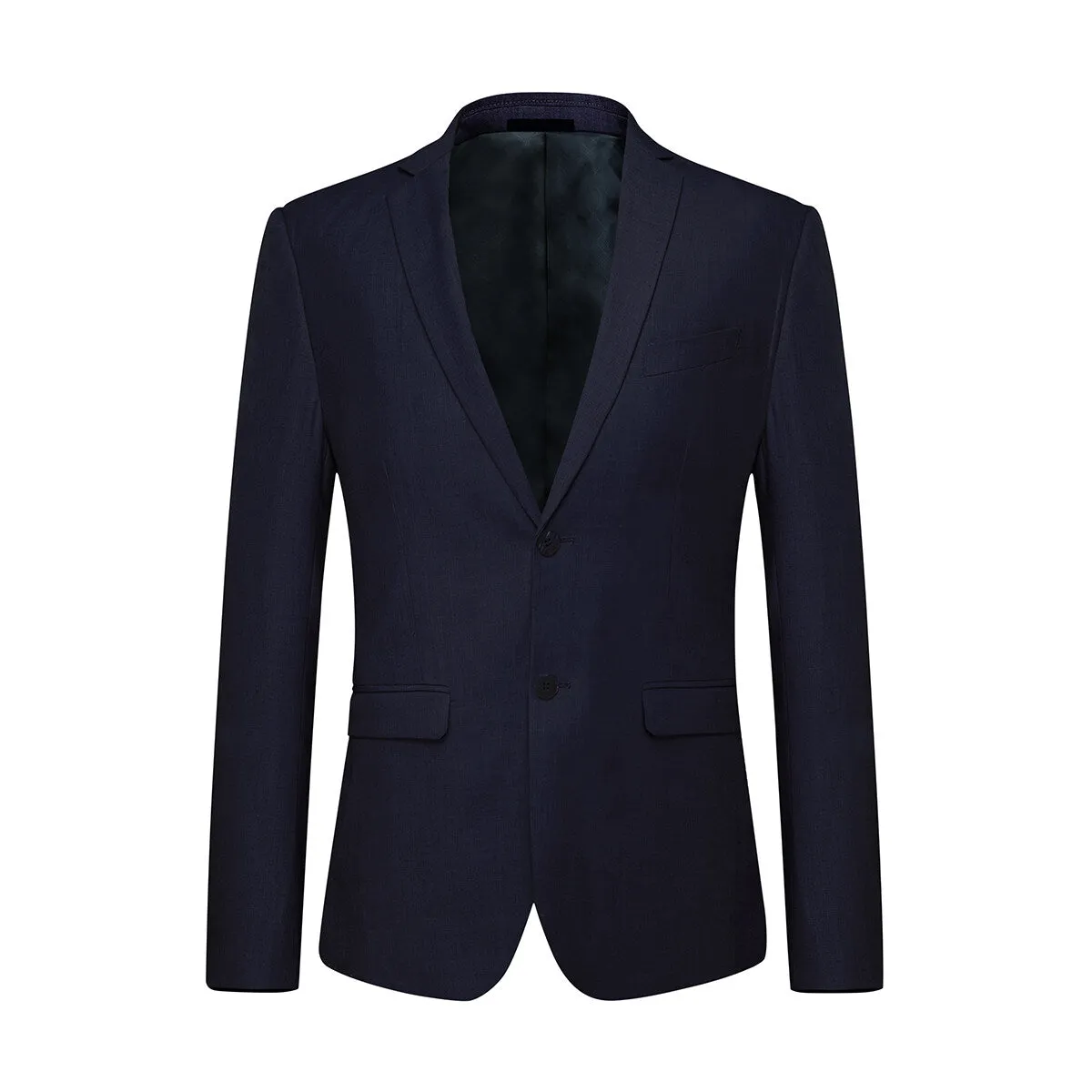 Slim Fit 2 Piece Suit 2 Button Formal Business Wedding Solid Suits Navy