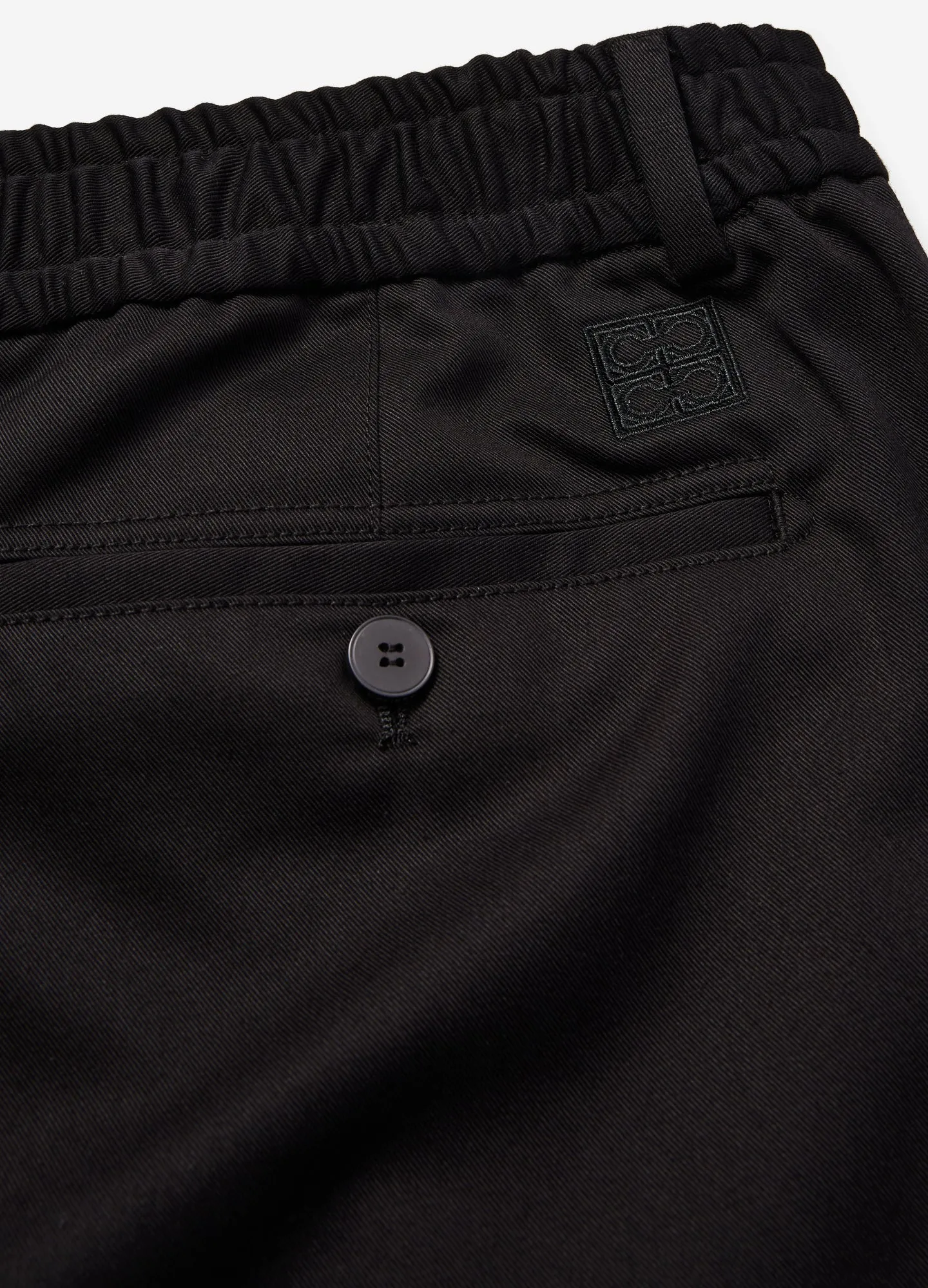 Soft Twill Elastic Waist Pants Black