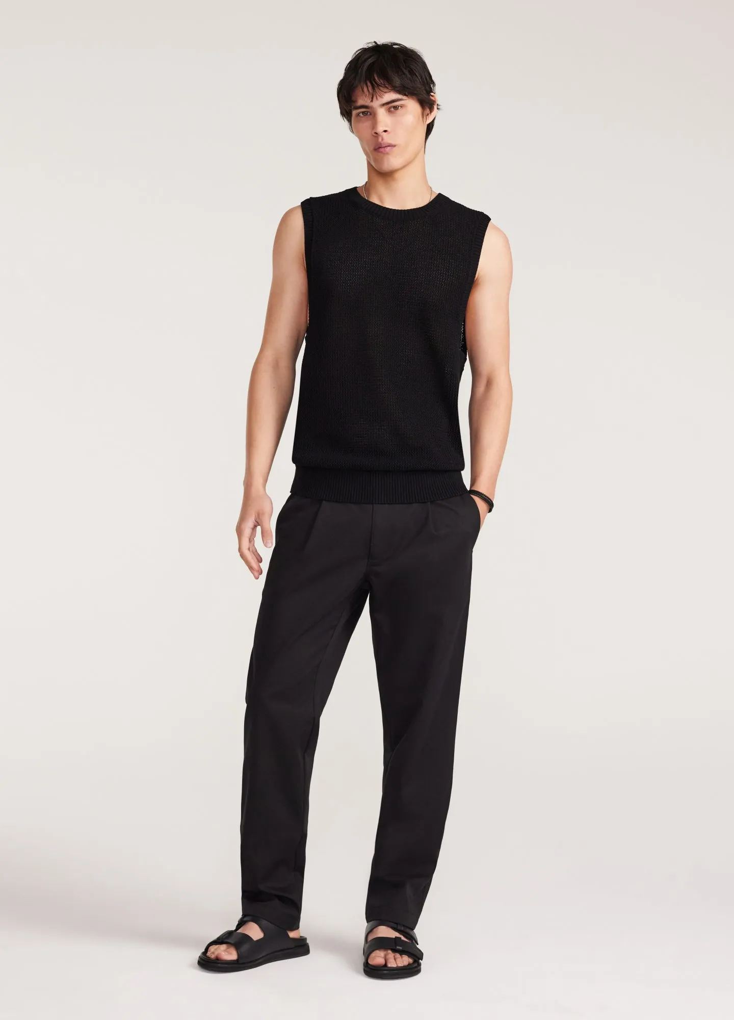 Soft Twill Elastic Waist Pants Black