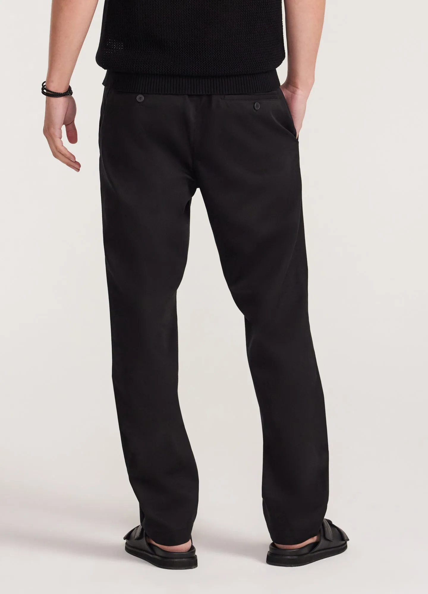 Soft Twill Elastic Waist Pants Black