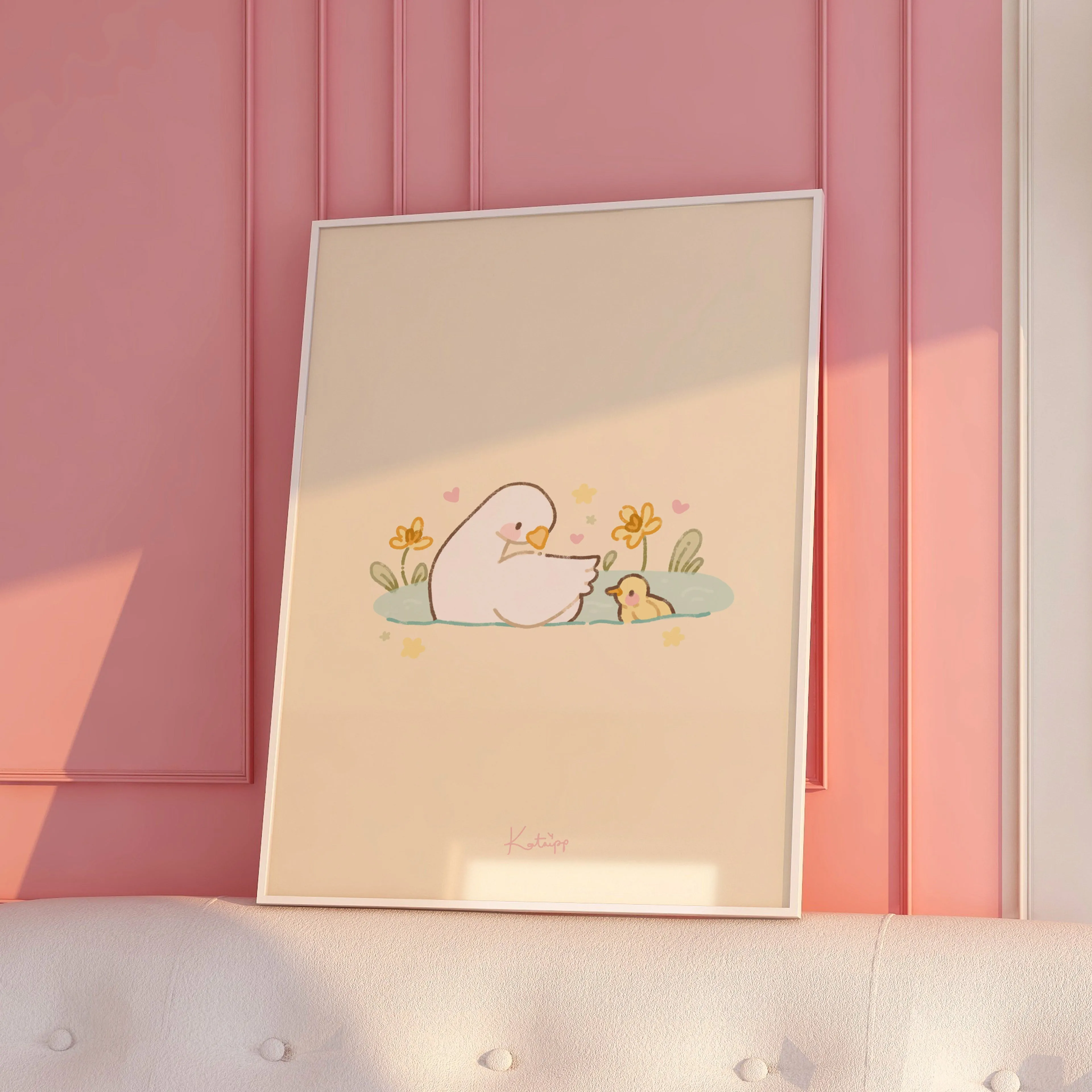 Spring Ducks & Daffodils Art Print | Perfect Mother's Day Gift