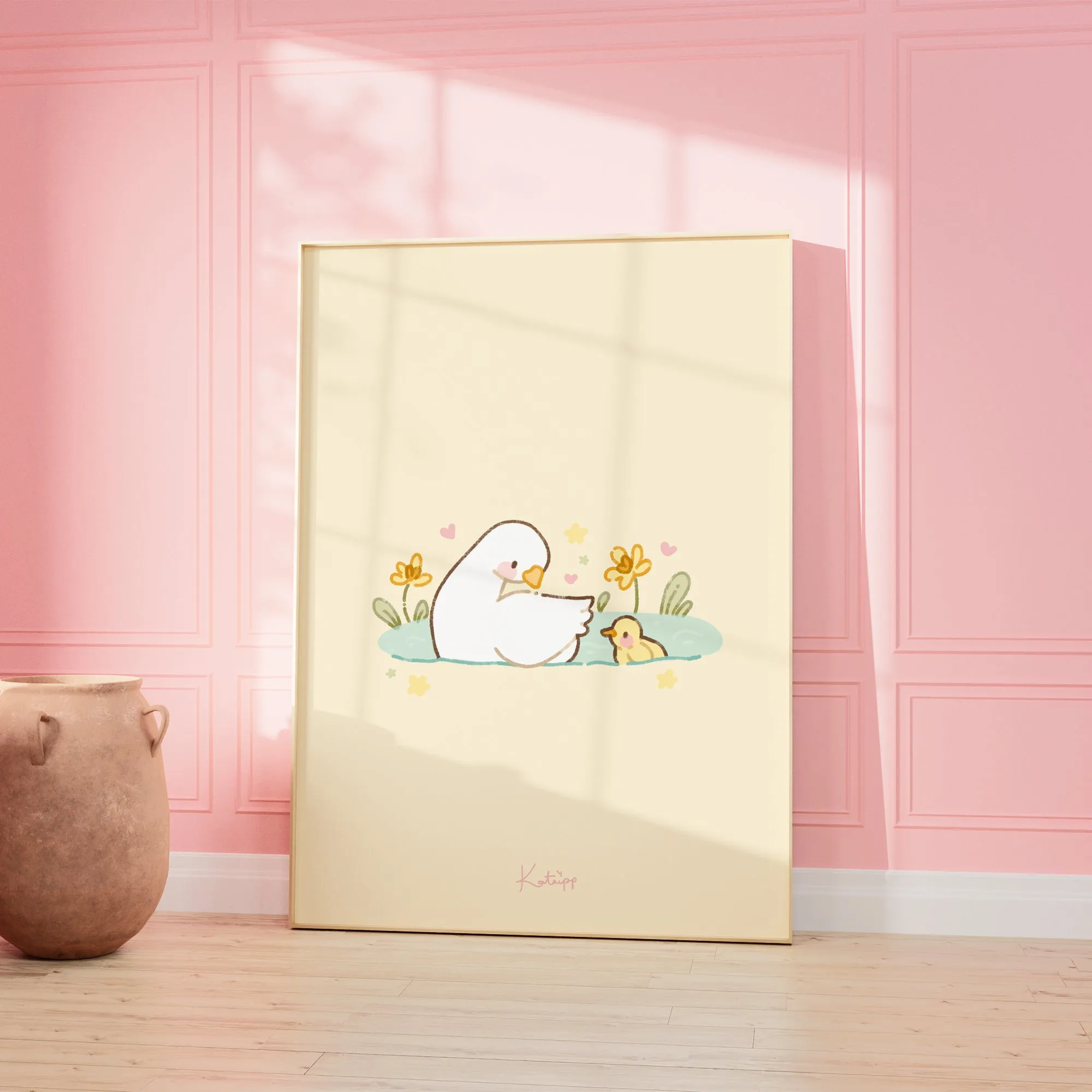 Spring Ducks & Daffodils Art Print | Perfect Mother's Day Gift