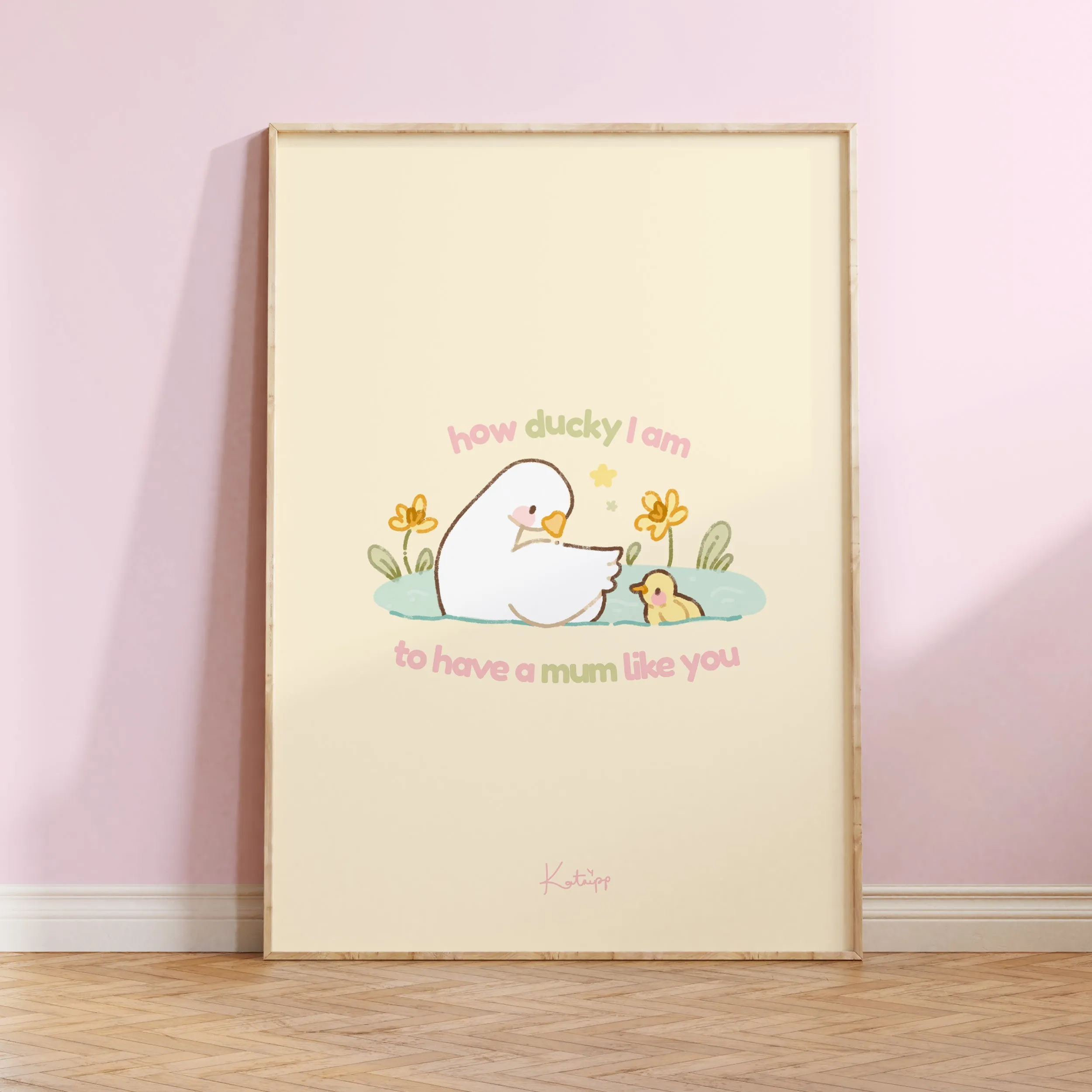 Spring Ducks & Daffodils Art Print | Perfect Mother's Day Gift