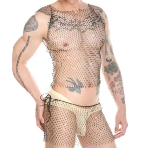 Suit of Glitter Fishnet Tank Top   Short
