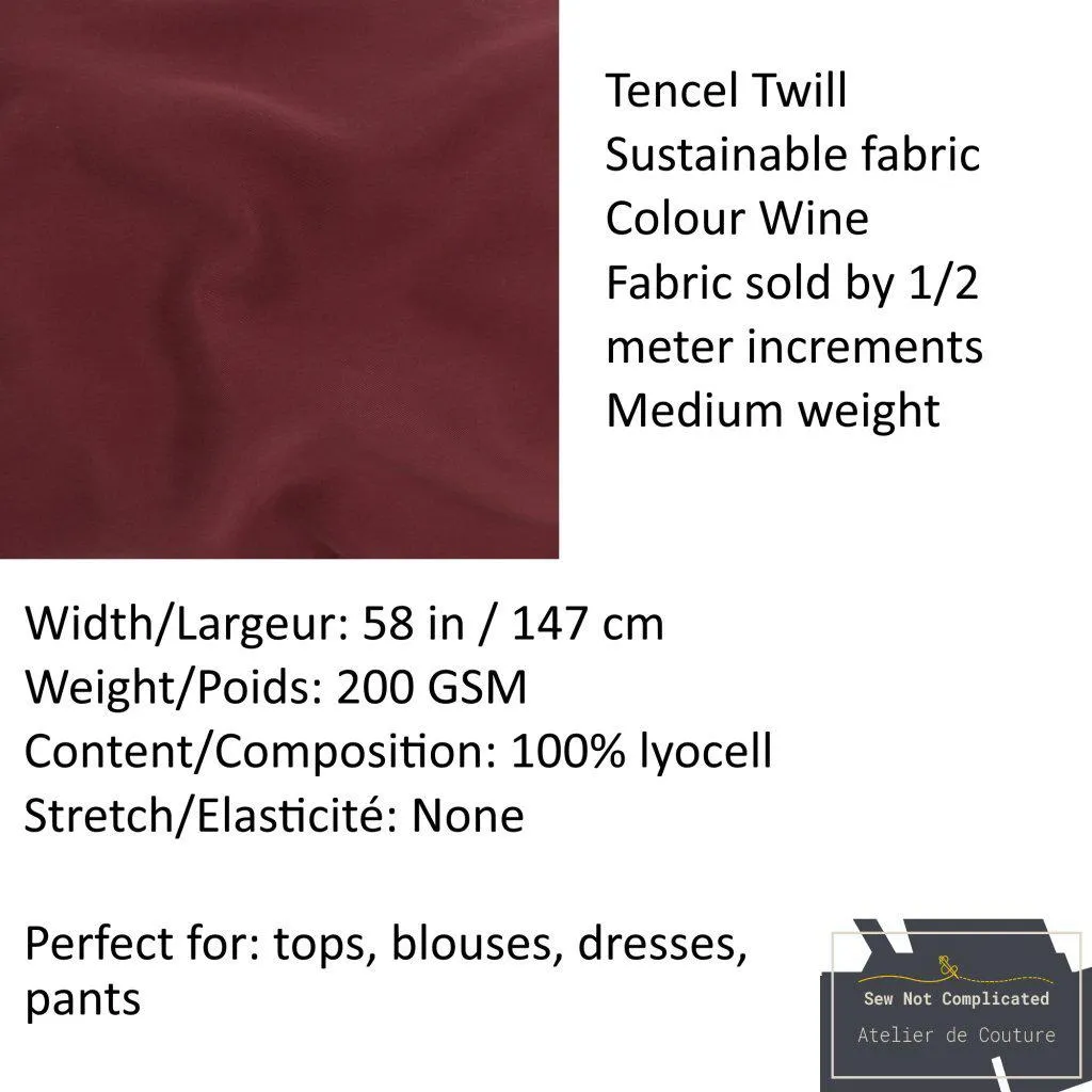 Tencel Twill - Wine - 1/2 meter