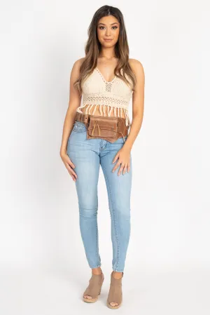 The Gypsy Duo - A Leather Duo Pack Hip Bag Belt-Brown