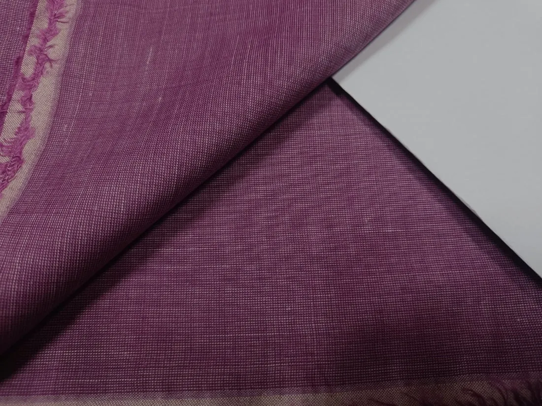 Two tone linen fabric {iridescent} brinjal purple x white 54" white [3687]