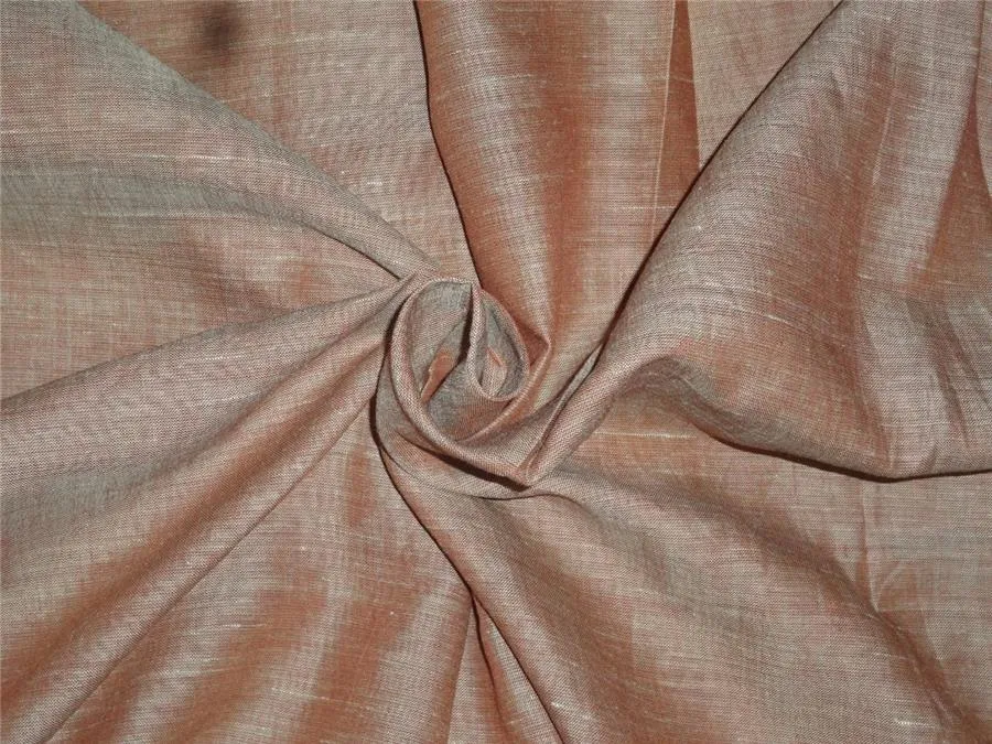 Two Tone Rusty x Mint Color Linen Fabric 54&quot; wide