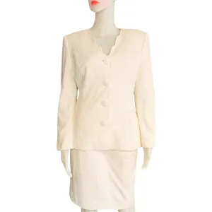 Vintage 1980s White Skirt Suit with Padded Shoulders