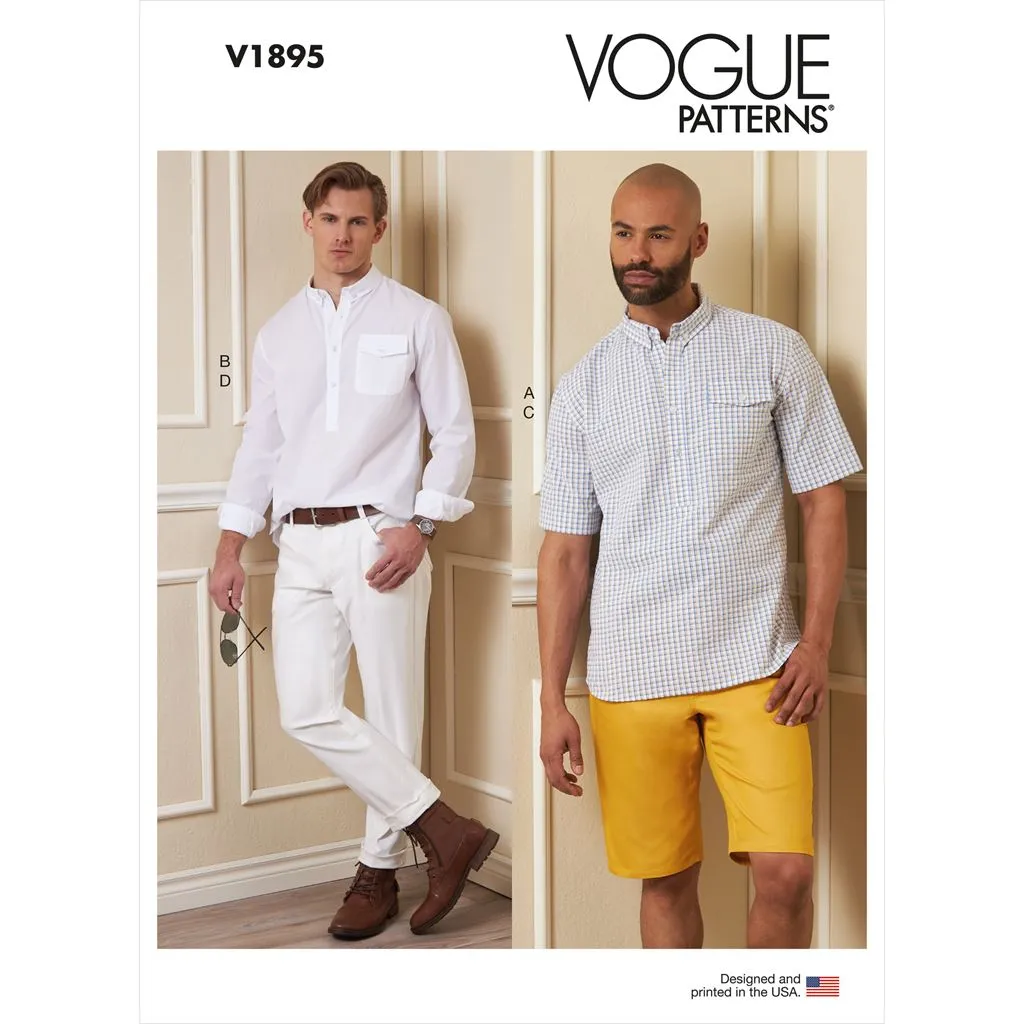 Vogue Pattern V1895 Men's Shirts, Shorts and Pants