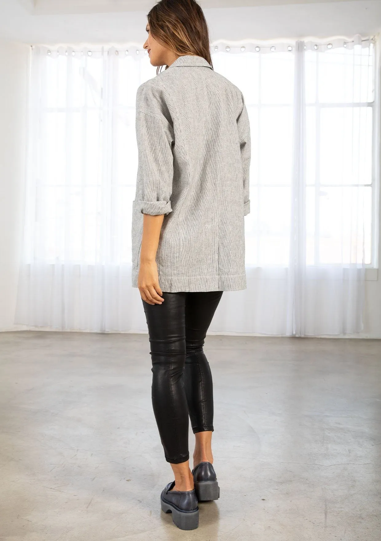 Weekdays Linen Stripe Blazer