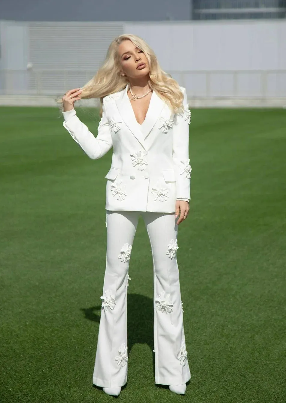 White Blazer With Flowers