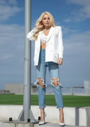 White Blazer With Flowers