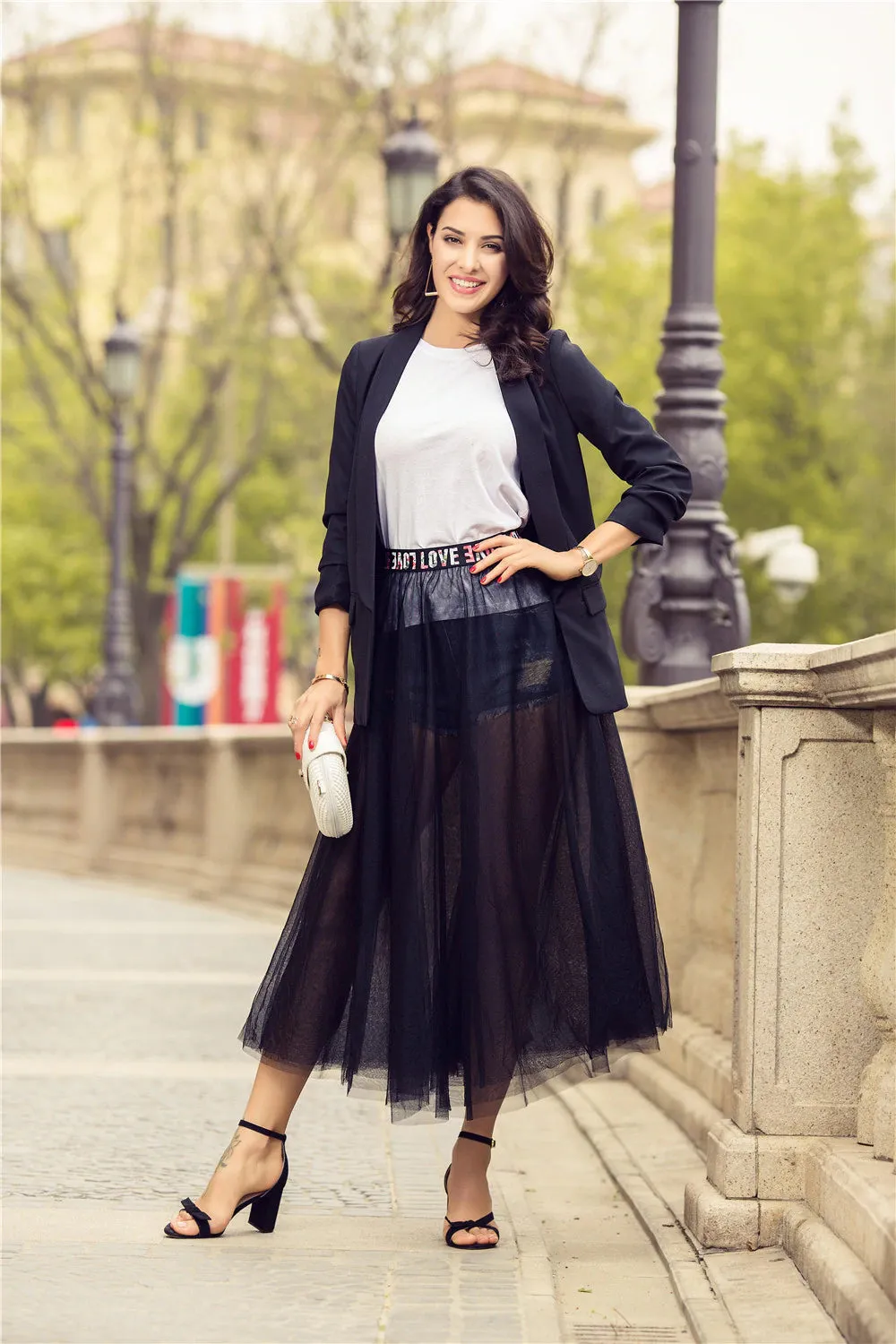 Women's Autumn Slim Office Jacket with Pleated Сuffs