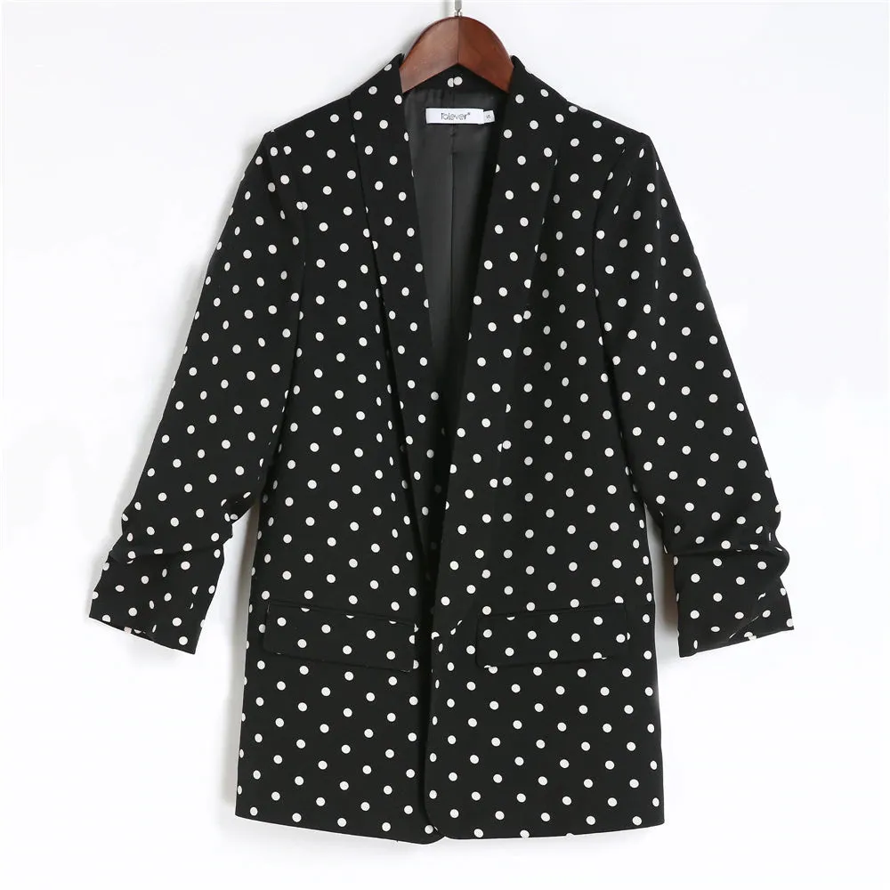 Women's Autumn Slim Office Jacket with Pleated Сuffs