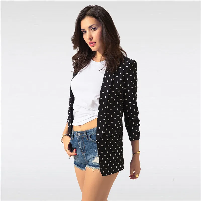 Women's Autumn Slim Office Jacket with Pleated Сuffs