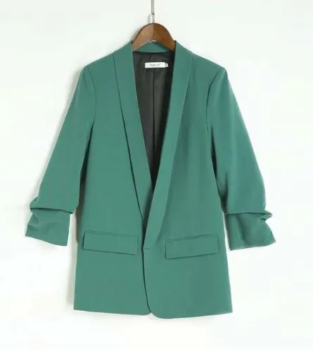 Women's Autumn Slim Office Jacket with Pleated Сuffs