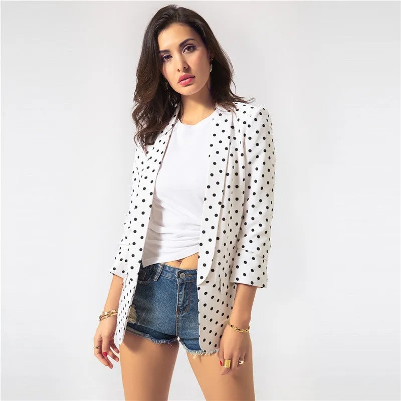 Women's Autumn Slim Office Jacket with Pleated Сuffs