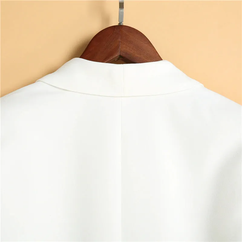 Women's Autumn Slim Office Jacket with Pleated Сuffs