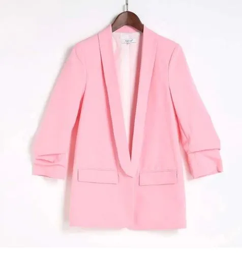 Women's Autumn Slim Office Jacket with Pleated Сuffs