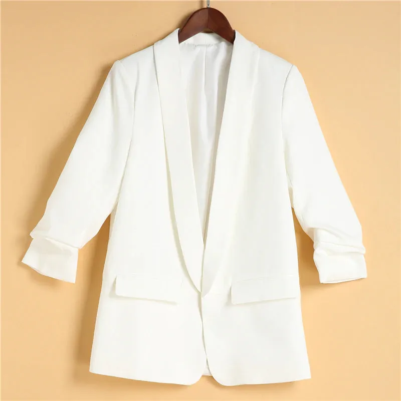 Women's Autumn Slim Office Jacket with Pleated Сuffs