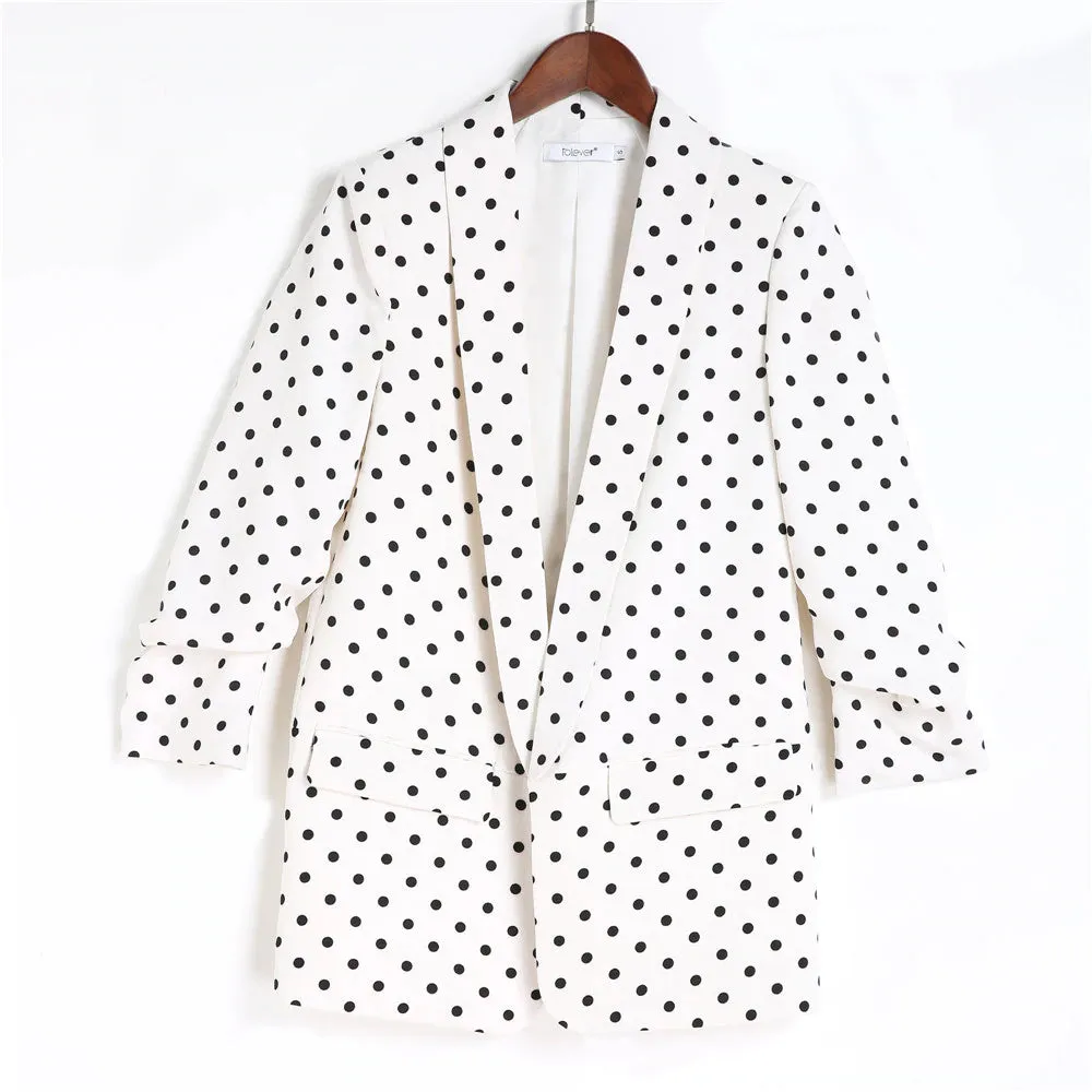 Women's Autumn Slim Office Jacket with Pleated Сuffs