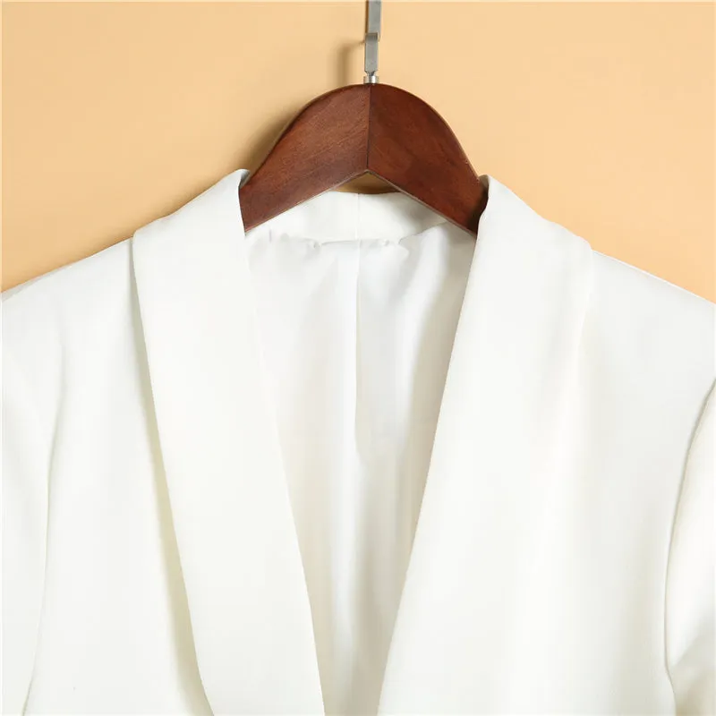 Women's Autumn Slim Office Jacket with Pleated Сuffs