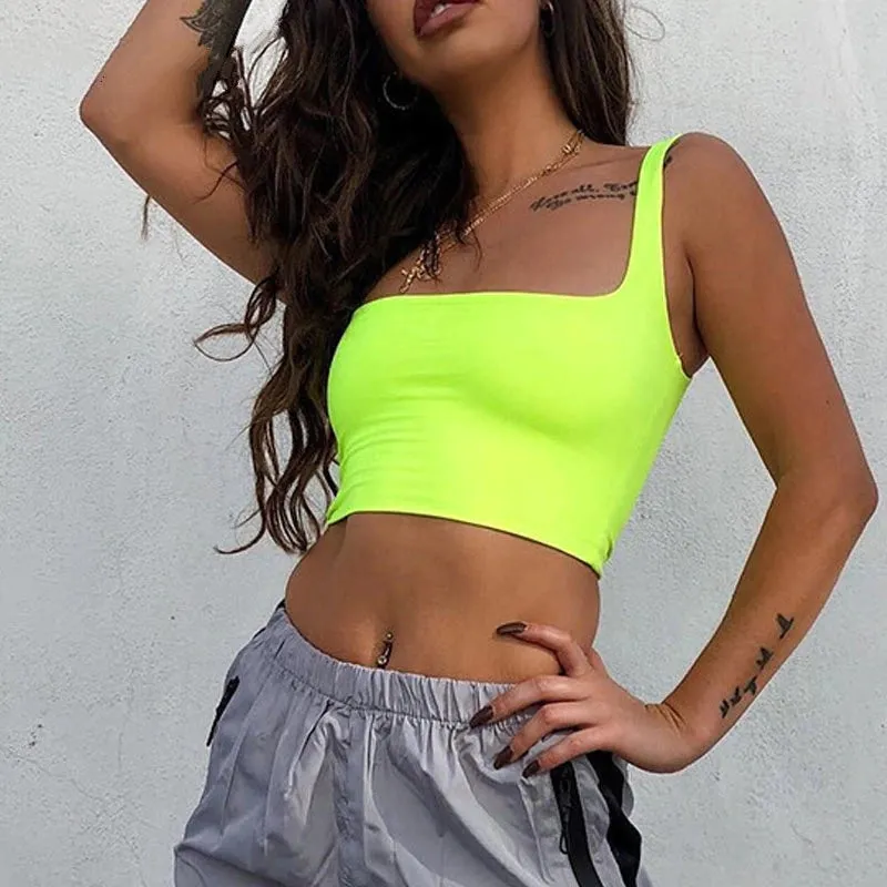 Women's Casual Spandex Slim Sleeveless Crop Top