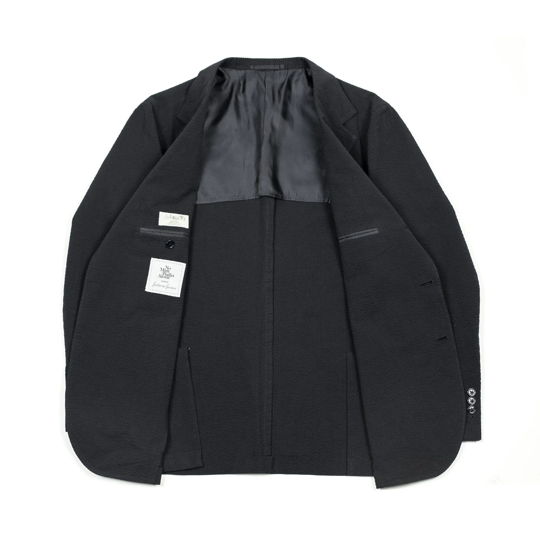 x Sartoria Carrara: ultra-light unlined jacket in black seersucker (separates)