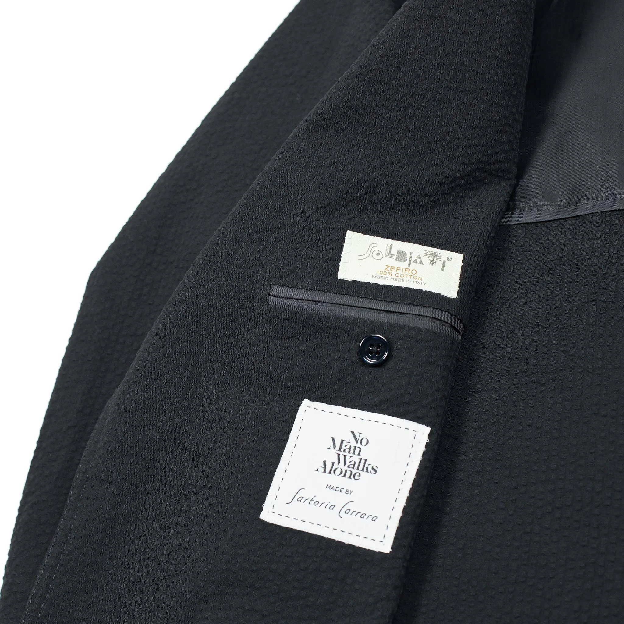 x Sartoria Carrara: ultra-light unlined jacket in black seersucker (separates)